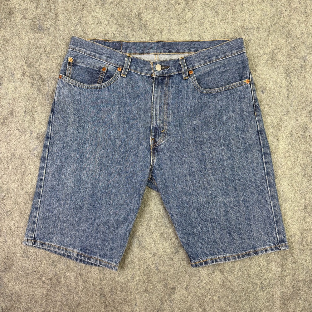Levis 505 Regular Fit Denim Shorts Mens 34 Blue Medium Wash Jean Shorts